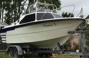 The 5.48m motor cruiser Norma G on a trailer