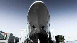 View up of underside of superyacht from Gulf Craft Group