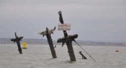 Masts of the wreck of the SS Richard Montgomery