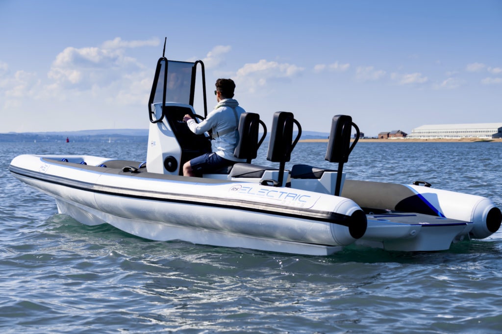 The Pulse 63 electric boat on the water