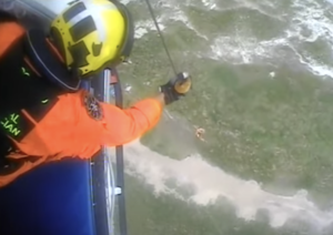 WATCH: Swimmer airlifted to safety from Porth Beach