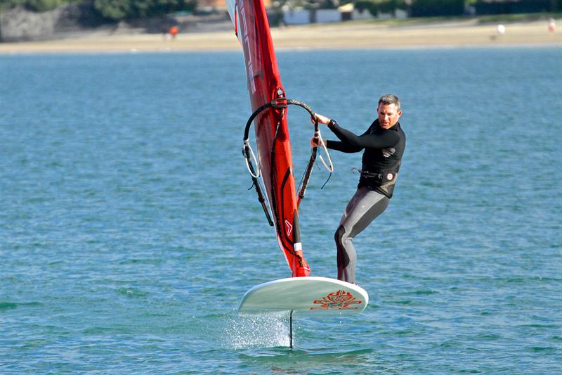 The Windfoil gets around many issues in the existing Windsurfing/Kiteboarding options are giving the older windsurfers a second life in the sport as the the constant arm-pumping is no more - photo © Richard Gladwell