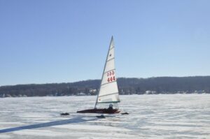 VIDEO: Ice boaters take to frozen lakes in the USA