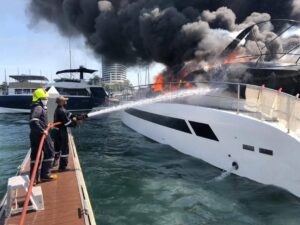 VIDEO: Yacht gutted by fire at Thai marina