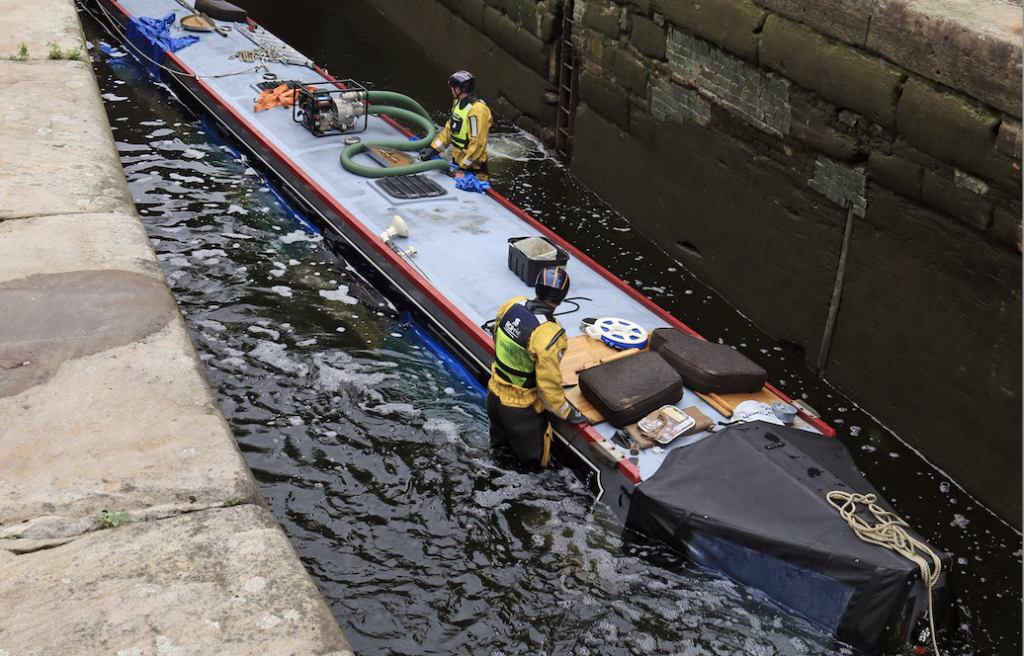 River Canal Rescue sunken barge Rochdale canal