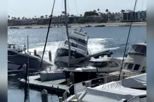 VIDEO: Stolen yacht destroys multiple boats during joyride