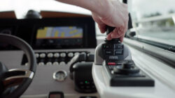 Close up of hand on joystick