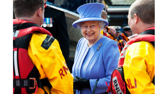 HM Queen Elizabeth II with RNLI volunteers