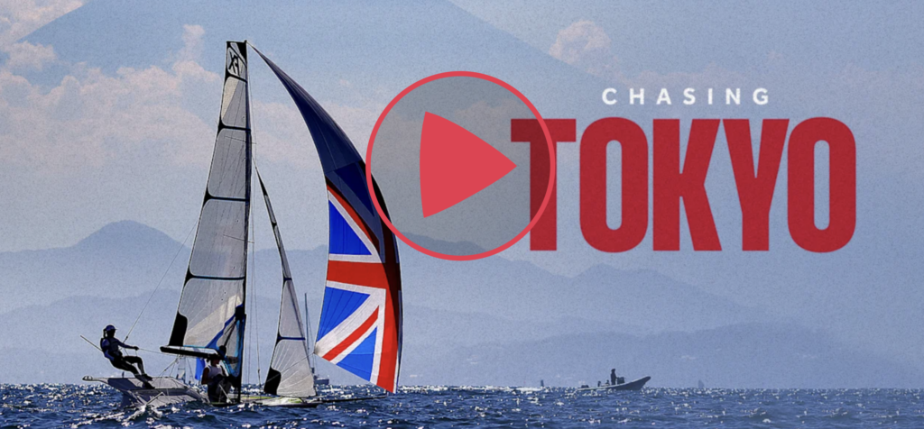 Sailing boats in Olympic games on water for Chasing Tokyo documentary