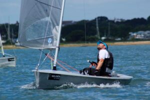 Tom Gillard sailing in solo class dinghy