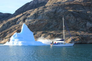 Brian Black on on sailing yacht close to capsizing iceberg in Greenland.