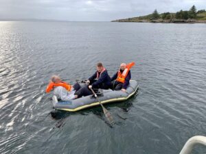 John Chatterton landing on Soay from Isle of Skye
