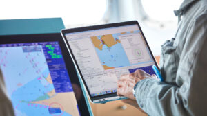 marine navigation chart on chartplotter screen