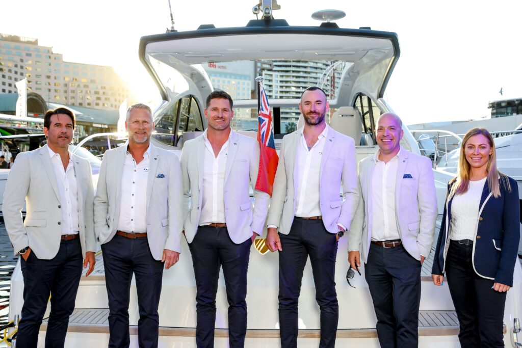 One Brokerage Fairline Queensland team on yacht