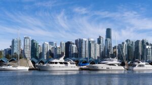 Yachts moored in Vancouver