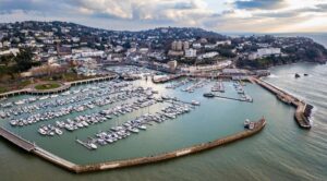 Aerial view of Torquay and harbour