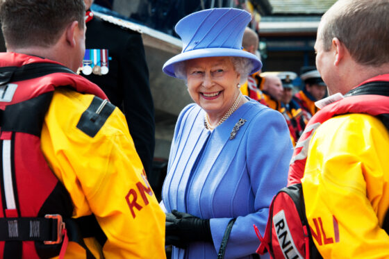 Her Majesty The Queen has been the Patron of the RNLI for 60 years and with her support the charity has gone from strength to strength. She recently visited the boathouse in St Ives and was greeted by hundred of locals who lined the seafront in glorious sunshine. Shot for Nigel Millard's book the Lifeboat: Courage on our Coasts page 181.