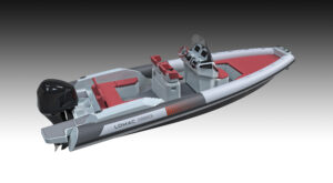 Concept drawing of light grey RIB with red seating.
