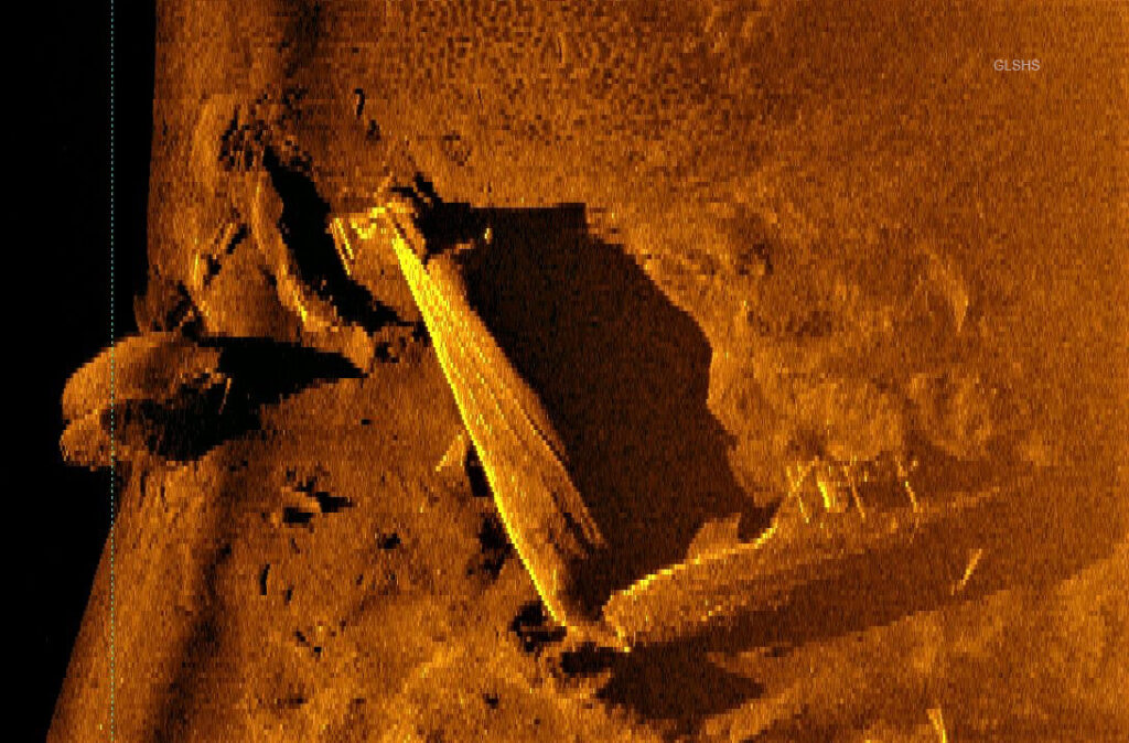Sonar image of the Barge 129 wreck site