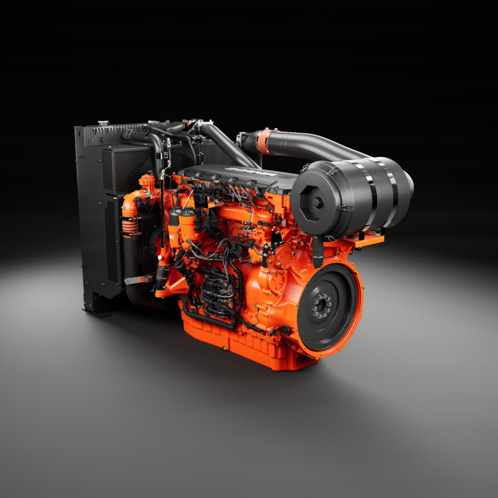 Scania 発電エンジン DW6 13 リットル インライン エンジン、冷却パック付き。