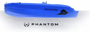 La barca riciclabile Phantom in blu di Vision Marine