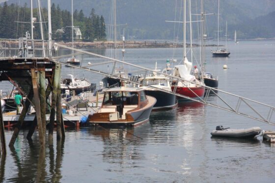 Various Hinckley models being prepared for the yachting season