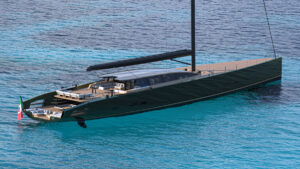 Luxury superyacht floating in open water.