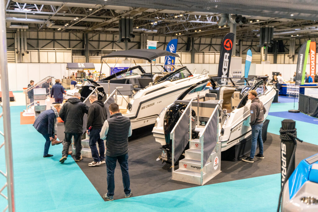 Two power boats at the BoatLife exhibition