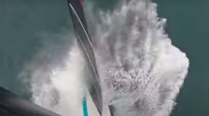 WATCH: Emirates Team New Zealand AC40 nose-dives, causing bow damage