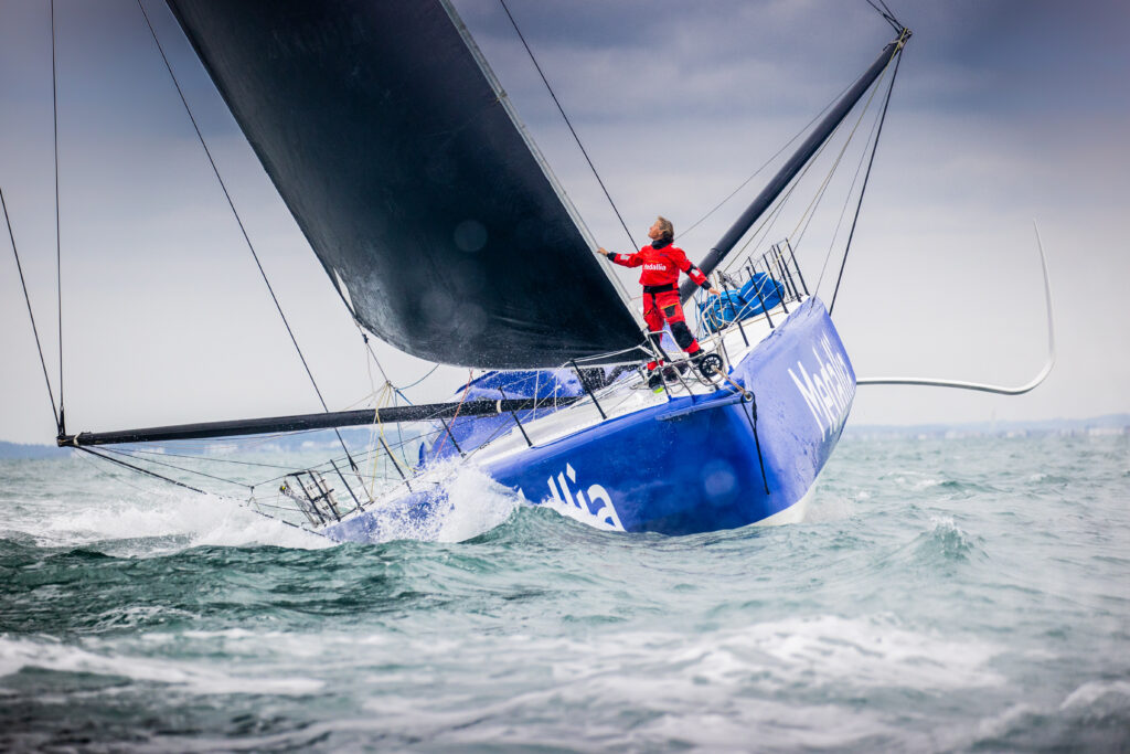 Pip Hare on her IMOCA 60, Medallia.