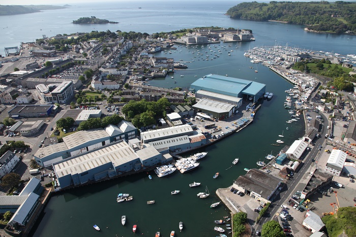 De Newport Street-fabriek van Princess Yachts in Plymouth