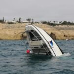 Boat capsized off the coast of the Algarve. Photo courtesy of AMN.