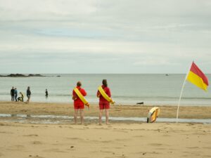 RNLI lifeguards at Coldingham Sands