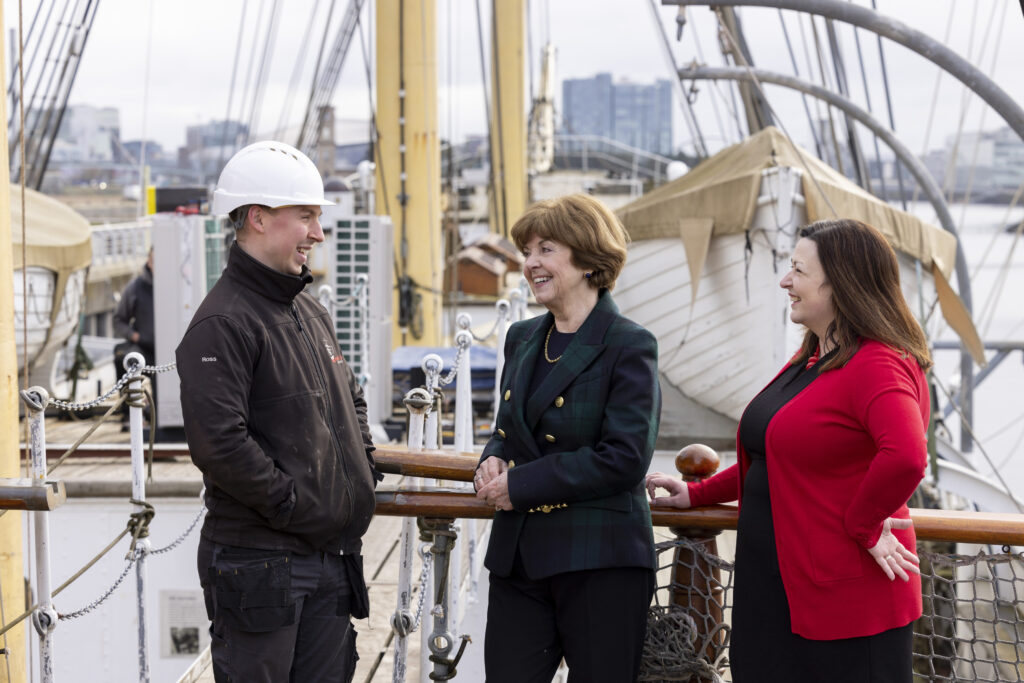 £1.8m funding pot floats The Tall Ship Glenlee’s boat. 

Pictured
Ray Macfarlane, Trustee and deputy chair of National Heritage Memorial Fund with Fiona Greer, Development Director at The Tall Ship Glenlee, (on right) and volunteer Ross Milroy (left)


The Tall Ship Glenlee has landed £1.8 million in funding from the National Heritage Memorial Fund (NHMF) through its Covid-19 Response Fund, successfully keeping the icon of the River Clyde afloat and securing its future for years to come.

The funding grant comes as the 126-year-old vessel celebrates 30 years back in Glasgow and will support essential inspections and repairs needed to help ensure the ship remains a landmark of cultural importance for the city for another three decades, and beyond.


Photograph by Martin Shields 
Tel 07572 457000
www.martinshields.com
© Martin Shields
