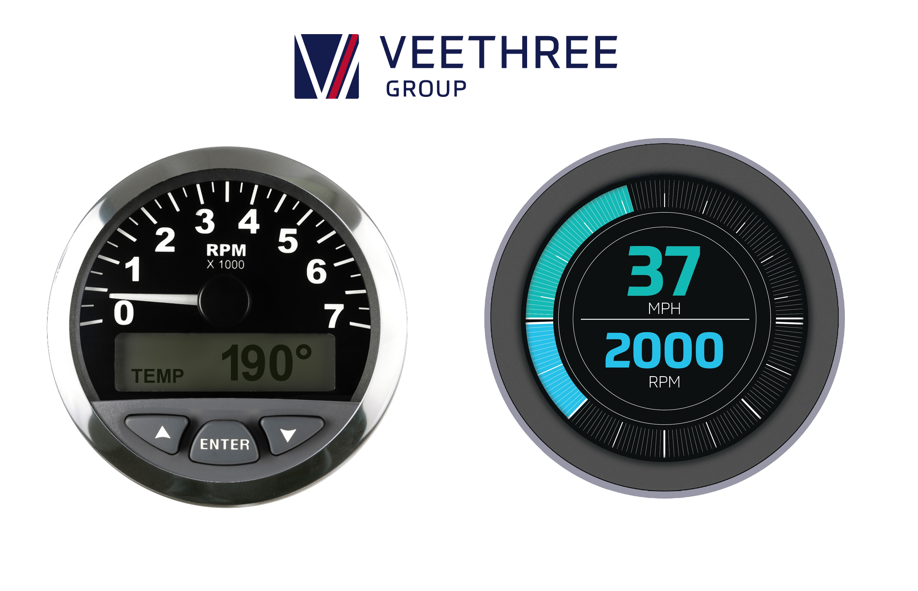 Veethree gauge dials with logo