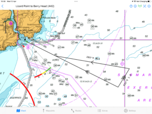 navigation chart with vectors plotted