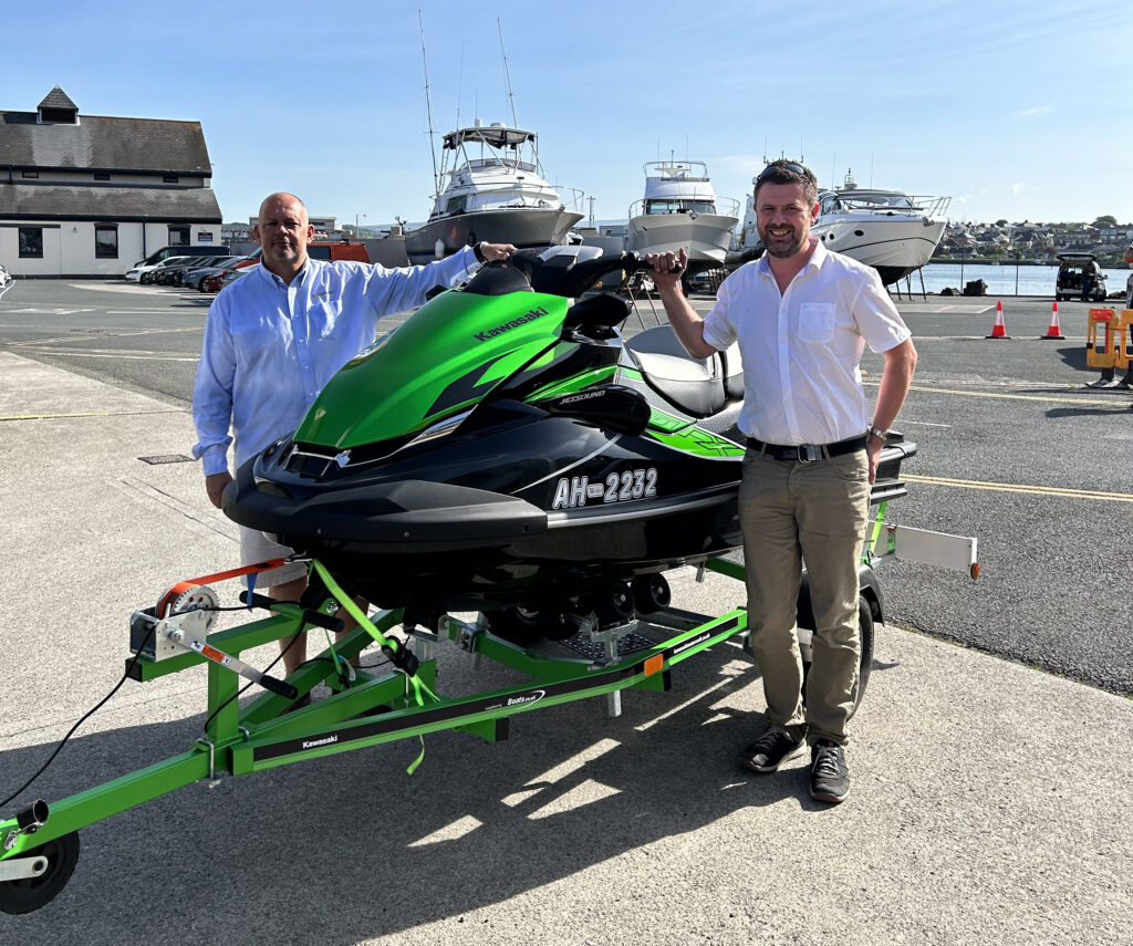 From left: Alan Johnson, Managing Director of Aquamare Marine, and Tom Pringle, Sales Manager for Kawasaki Watercraft UK, at Aquamare in Plymouth