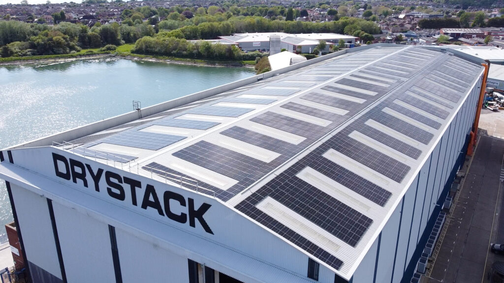 Solar panels on rood of large shed