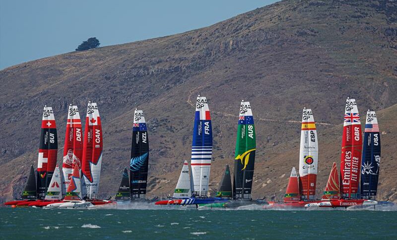 The SailGP fleet in action on Race Day 1 of the ITM New Zealand Sail Grand Prix in Christchurch - photo © David Gray SailGP