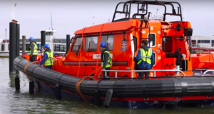 Caister Lifeboat pictured in water as part of Diverse Marine trials.