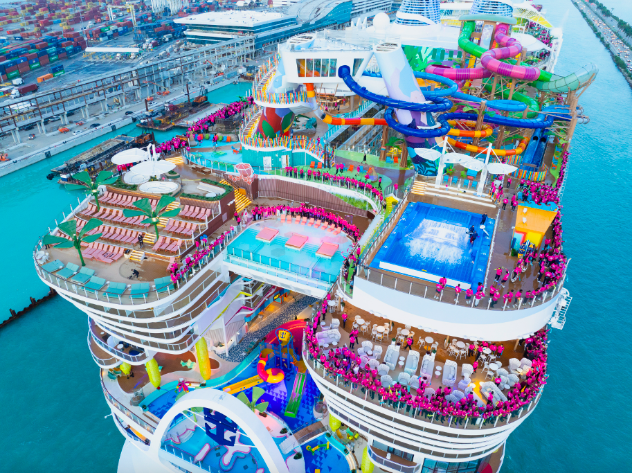Detailed view of stern of Icon of the Seas, the biggest cruise ship in the world