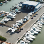 an aerial view of a marina owned by MarineMax