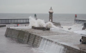 people get caught in storm on pier