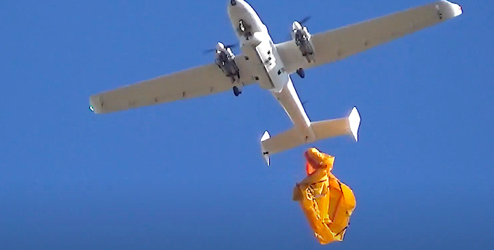 drone drops liferaft
