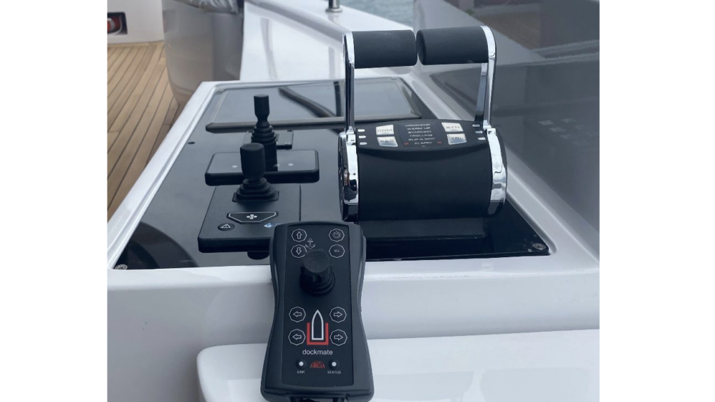 Dockmate control at helm of boat