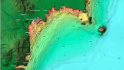 mariene cartografiekaart met kustlijn