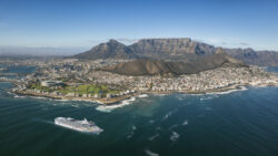 Aerial of Norwegian Dawn in Cape Town, South Africa