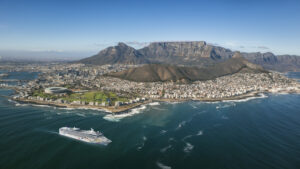 Aerial of Norwegian Dawn in Cape Town, South Africa