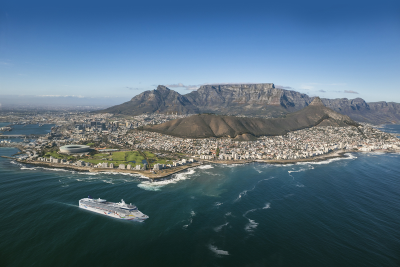Aerial of Norwegian Dawn in Cape Town, South Africa