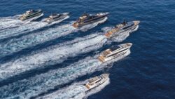 Ferretti Boats surge across the water in a V formation